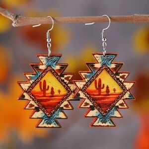 Wooden desert boho earrings